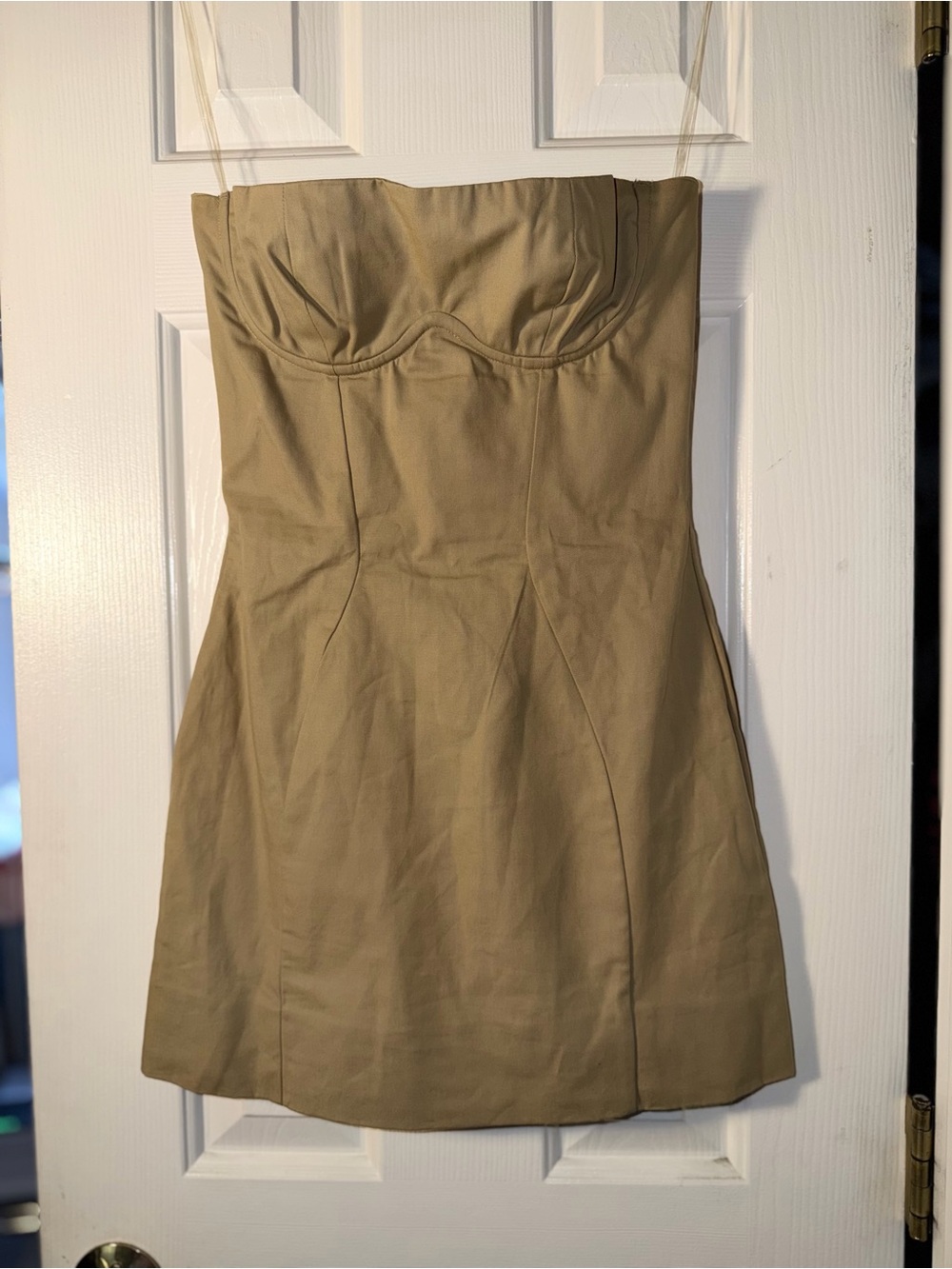 House of CB London Strapless Lined Corset Mini Dress Taupe Nude Bodycon XS
